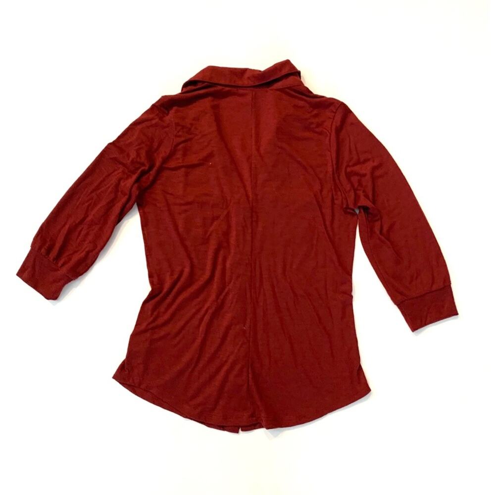 Burgundy Knit Button Down Top - image 2